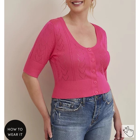 COPY - NWT crop Torrid 4x pink cardigan - Picture 4 of 6